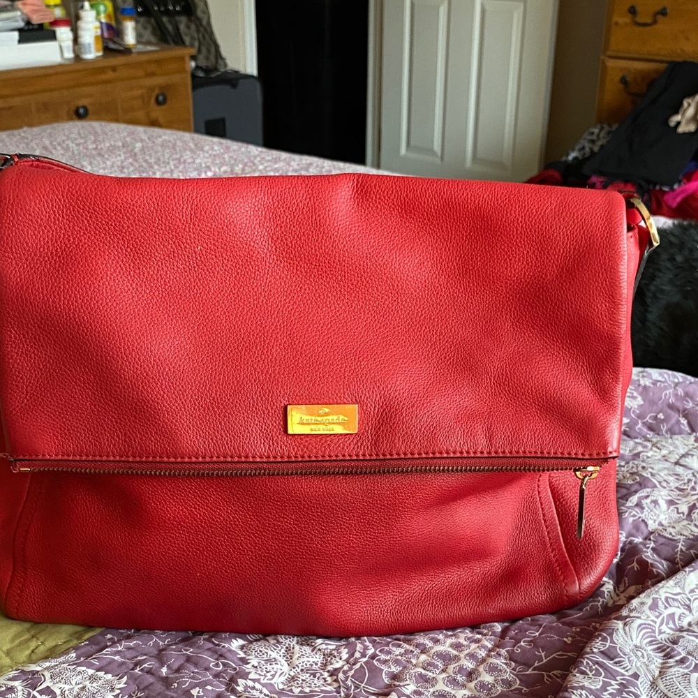 kate spade Red Leather Crossbody Bag with Gold Hardware